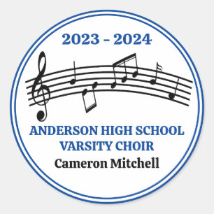 Blue High School Varsity Choir Custom Party Classic Round Sticker