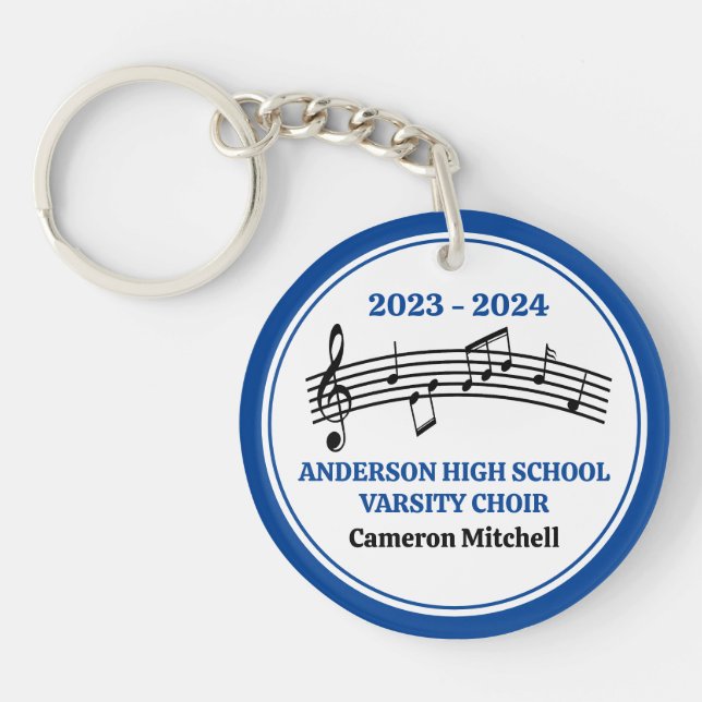 Blue High School Varsity Choir Customizable Keychain (Front)