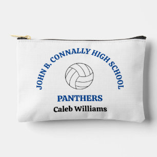 Blue High School Volleyball Player Personalized Accessory Pouch