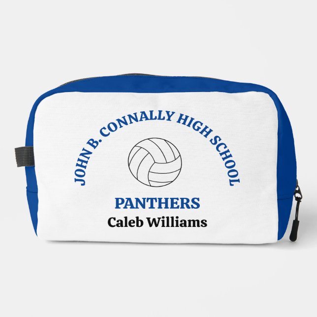 Blue High School Volleyball Player Personalized Dopp Kit (Front)