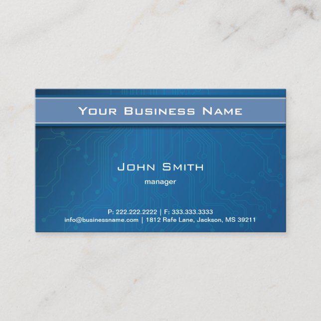 Blue High Technology Circuit Board business card (Front)