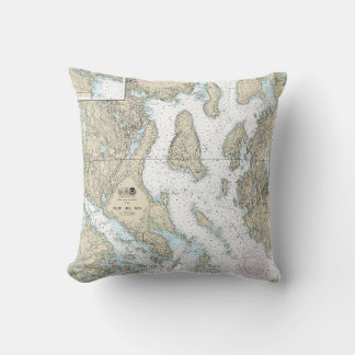 Blue Hill Bay Nautical Chart 13316 Throw Pillow
