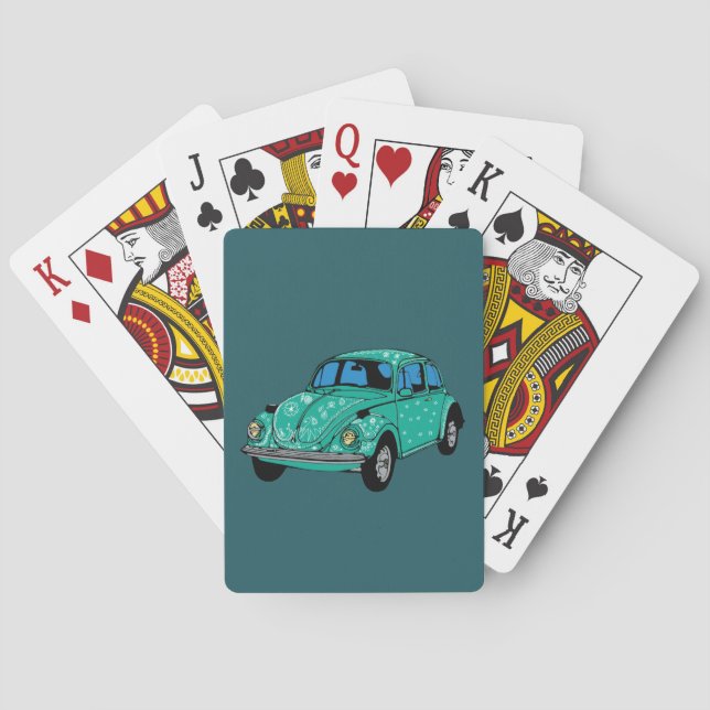 Blue Hippie Car Classic Playing Cards (Back)