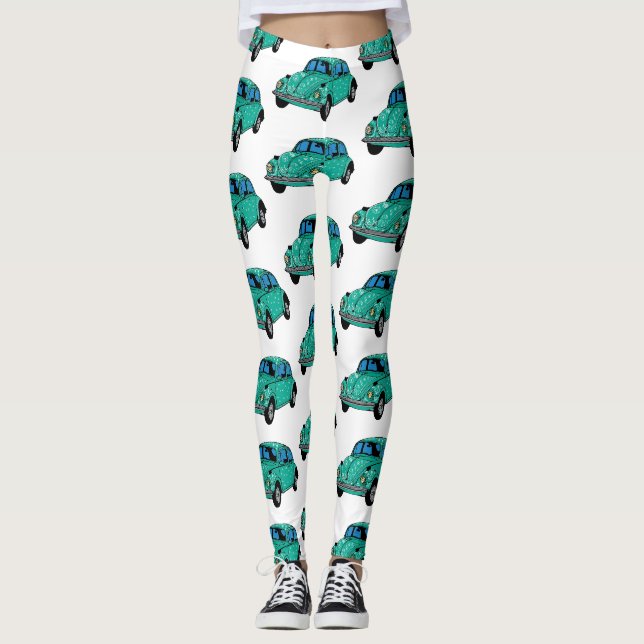 Blue Hippie Car Custom Leggings (Front)