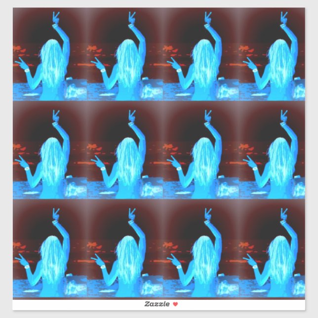 blue hippie girl peace sign (Sheet)