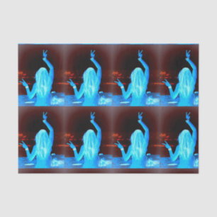 blue hippie girls peace sign tissue paper