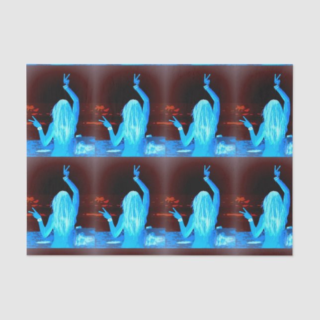 blue hippie girls peace sign tissue paper (Front)