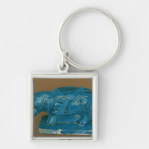 Blue hippopotamus with black decoration keychain