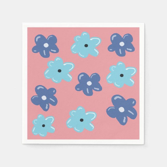 Blue hippy flowers  napkin (Front)