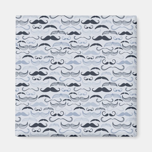 Blue Hipster Moustaches Magnet (Front)