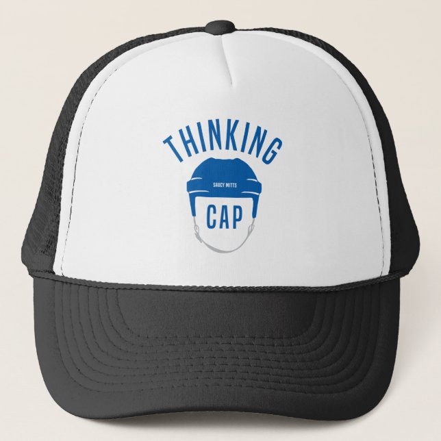 Blue Hockey Helmet Thinking Cap Lid (Front)