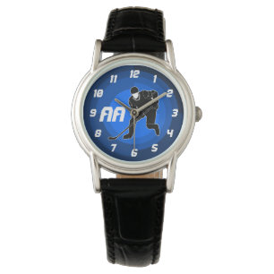 Blue Hockey Player Silhouette Watch
