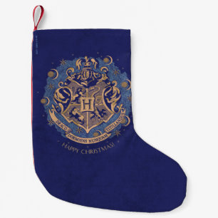 Blue HOGWARTS™ Crest Holiday Wreath Small Christmas Stocking