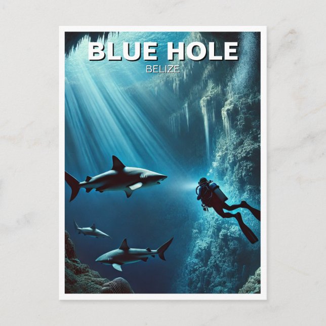 Blue Hole Belize Scuba Diving Postcard (Front)