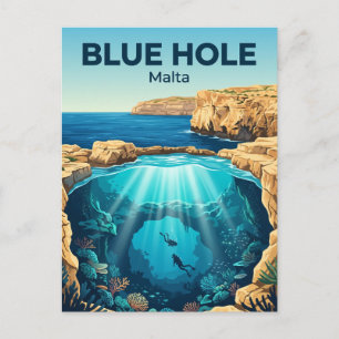 Blue Hole, Gozo Malta Postcard