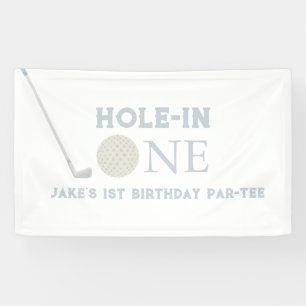 Blue hole in one birthday party banner