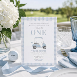 Blue Hole in One Golf Cart Invitation Anniversaire