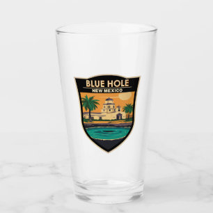 Blue Hole New Mexico Travel Art Badge Glass