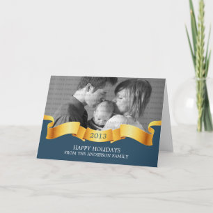 Blue Holiday Banner Photo Greeting Card