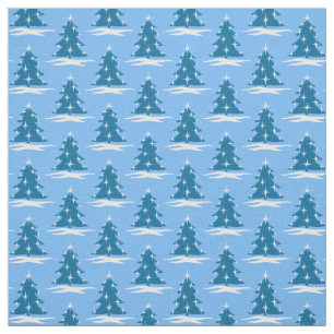 Blue Holiday Fabric Blue Christmas Tree Fabrics