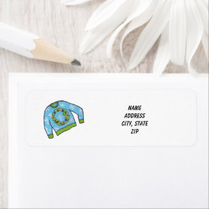 Blue Holiday Sweater Address Label