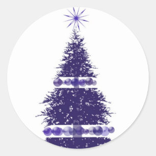 Blue Holiday Tree Christmas Greeting Card Stickers
