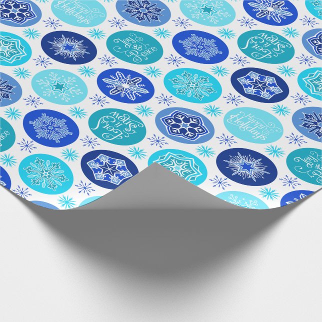 Blue Holidays Snowflakes Wrapping Paper (Corner)