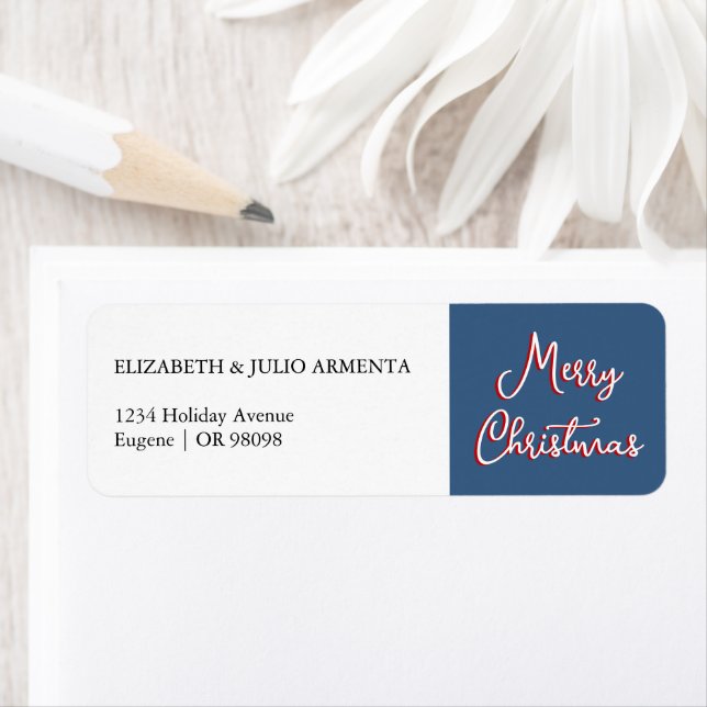 Blue Holly Jolly Christmas Return Address (Insitu)
