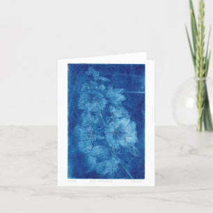 Blue Hollyhocks Intaglio WoodblockPrint Blank Card