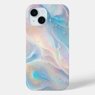 Blue Holographic Opal Gold Glitter  iPhone 15 Case