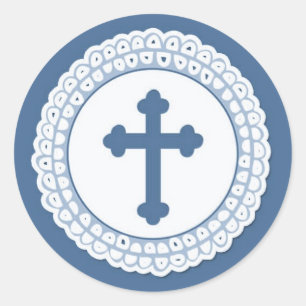Blue Holy Cross Stickers