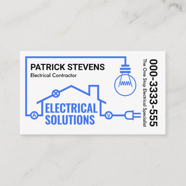 Blue Home Electrical Wiring Circuit Business Card (Front)
