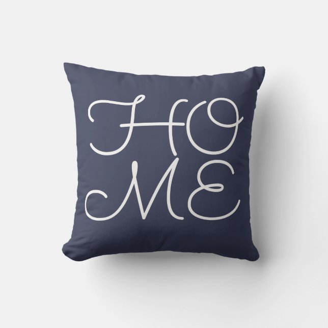 blue 'home, my favourite place' throw pillow (Front)