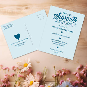 Blue Home Sweet Home Personalized Housewarming Postcard
