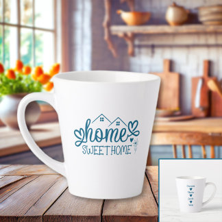 Blue Home Sweet Home Personalized Latte Mug