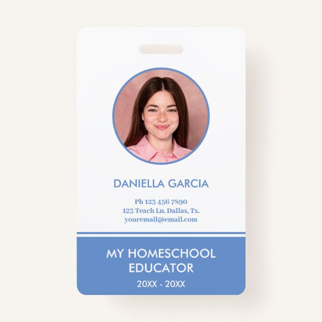 Blue Homeschool Teacher ID Badge (Front)