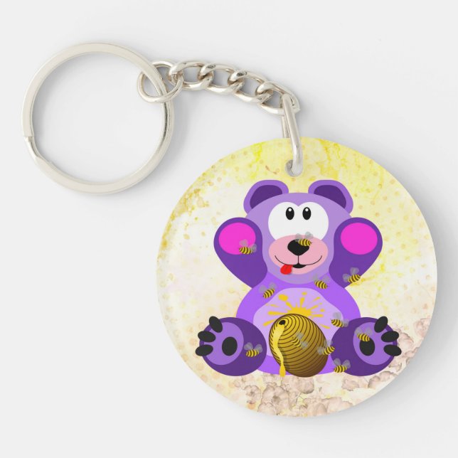 Blue honey bear keychain (Front)