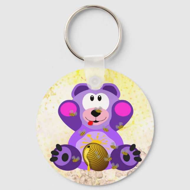 Blue honey bear keychain (Front)