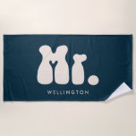 Blue Honeymoon Mr. Newlywed Groom Beach Towel<br><div class="desc">Fun honeymoon beach towel for a new groom in dark blue and bold typography. Personalize this Mr. Newlywed Groom Beach Towel with your name of choice. Makes a nice gift for a Bachelor weekend or vacation. All colours can be changed if you like.</div>