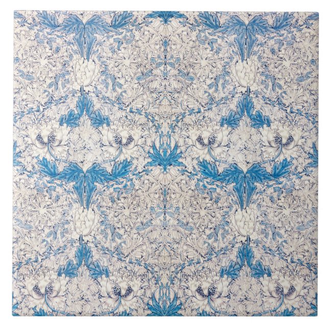 Blue Honeysuckle (by William Morris) Tile (Front)