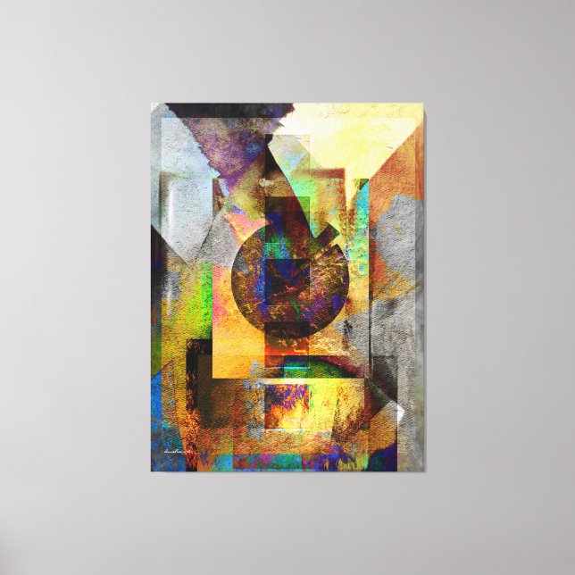 Blue Hope Geometric Industrial Grunge Art 7 Canvas Print (Front)