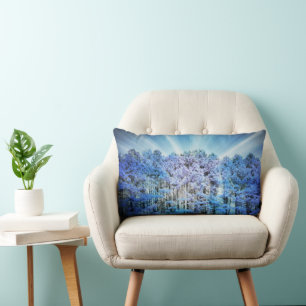 Blue Hope Glow Forest Lumbar Pillow