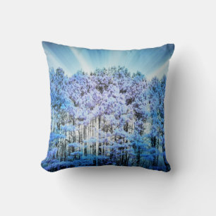 Blue Hope Glow Forest Throw Pillow