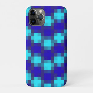 Blue Horizon: Checkered Pattern In Four Blues, iPhone 11 Pro Case