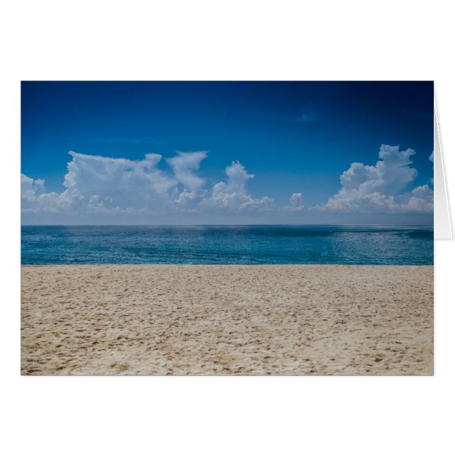 Blue Horizon Sandy Seashore Note Card (Front Horizontal)