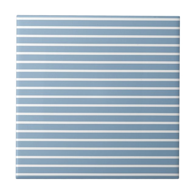 Blue Horizontal Stripe Pattern Tile (Front)
