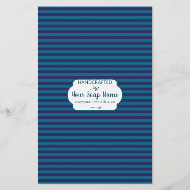 Blue Horizontal Stripe Soap Wrap Paper (Front)