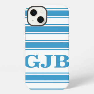 Blue Horizontal Stripe with Monogram iPhone 13 Case