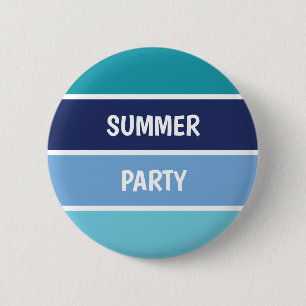 Blue Horizontal Striped 2 Inch Round Button