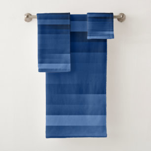 Blue Horizontal Stripes Chic Striking Blue Colours Bath Towel Set